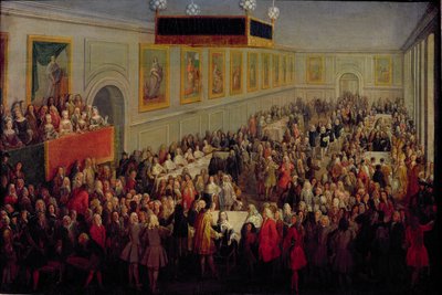 Feest na de kroning van Lodewijk XV (1710-74) in het Palais Archiepiscopal in Reims, 25 oktober 1722, 1722 door Pierre Denis Martin